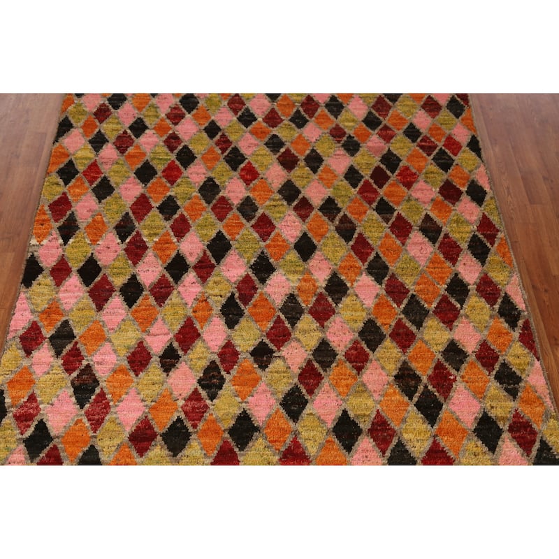 Trellis Moroccan Oriental Area Rug Handmade Tribal Wool Carpet - 5'9" x 7'9"