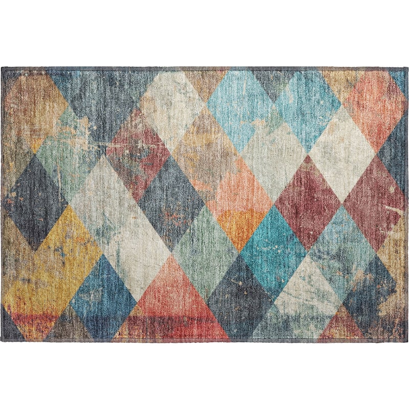 Premium Washable Super Soft Contemporary Diamonds Mayfield Rug