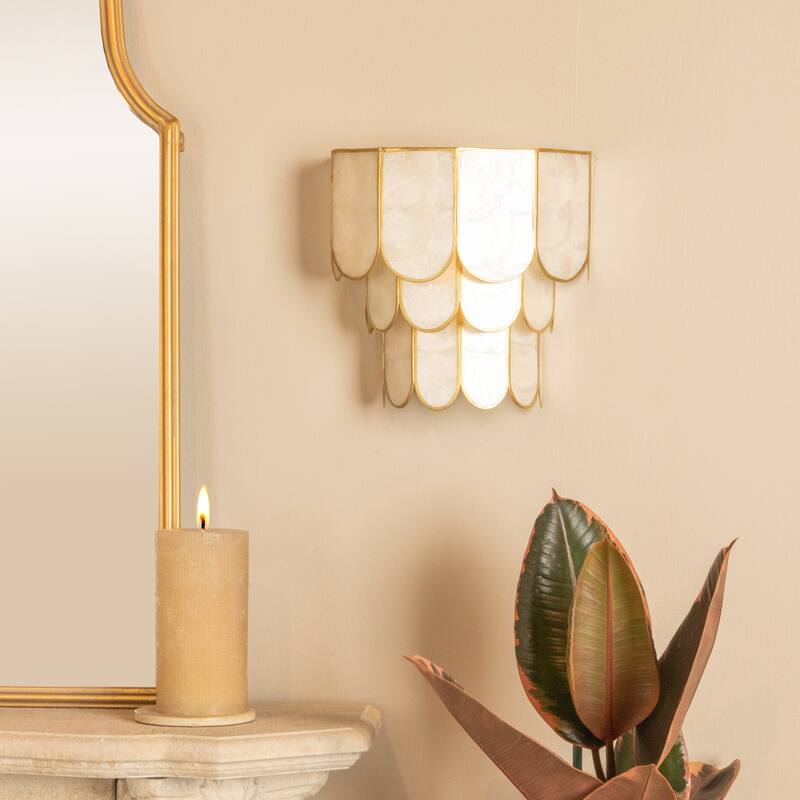 Capiz and Metal Wall Sconce