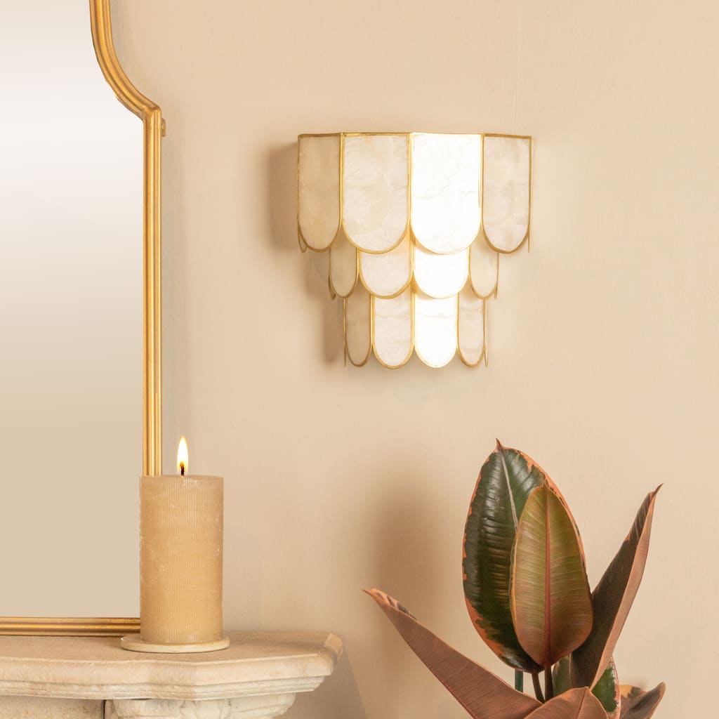 Capiz and Metal Wall Sconce