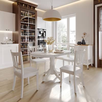 5-piece Dillon White Wood Extendable Dining Set