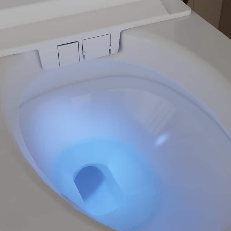 Smart Toilet with Heated Seat, Warm Air Dry, Foot Flush, Bidet Washing Night Light, Built-in Water Tank Electronic
