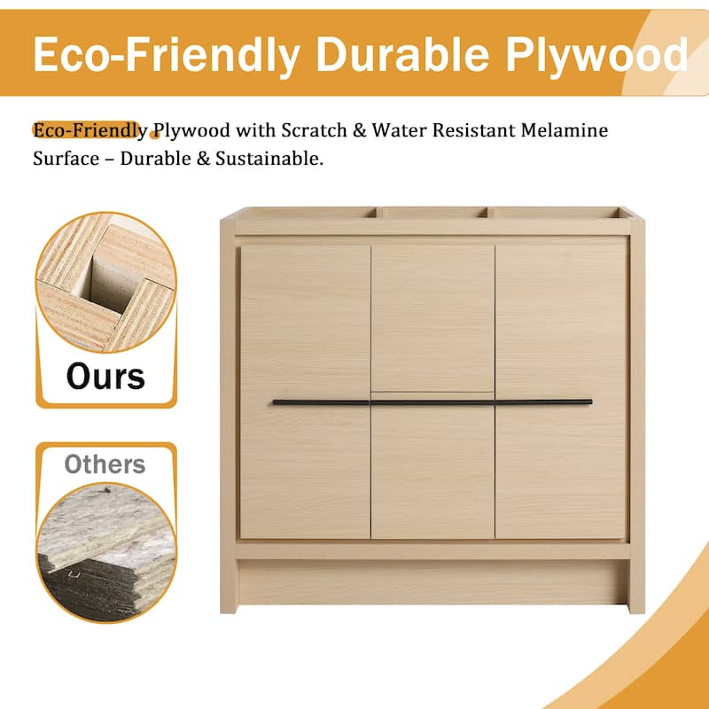 Malwee 24"/30"/36"/48"/60" Bathroom Vanity Without Sink, FreeStanding Vanity Cabinet with Soft Close Door and Drawer