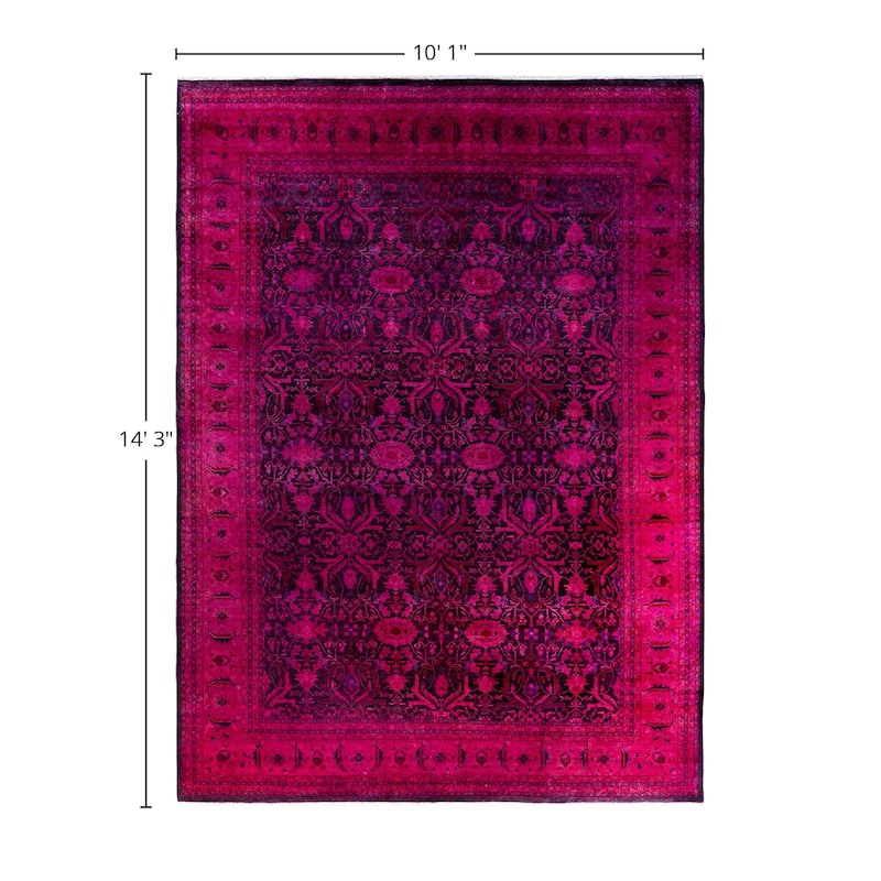 Fine Vibrance One-of-a-Kind Hand-Knotted Area Rug - Purple, 10' 1" x 14' 3" - 10' 1" x 14' 3"
