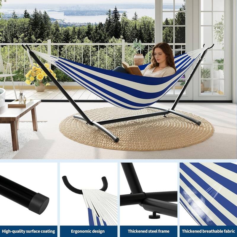 Portable Double Hammocks with Carrying Bag for Outside, 450 lbs Capacity