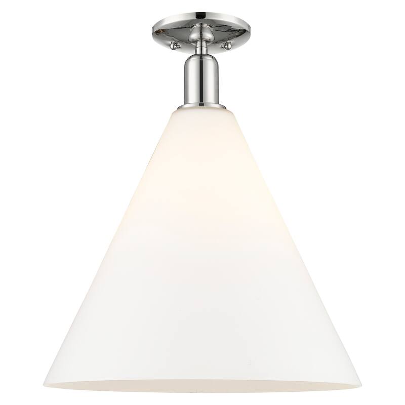 Innovations Lighting Endless Possibilities Arcadia - Berkshire Glass - 1 Light 16" Semi-Flush Mount - Polished Nickel/Matte White