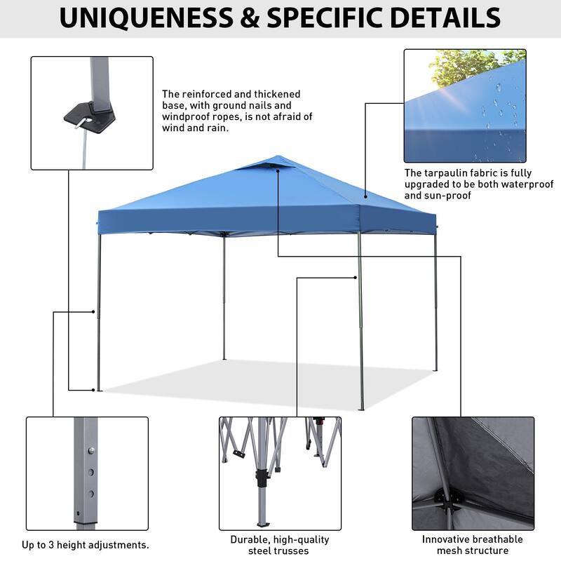 Ainfox 10 x 10 ft Pop-Up Party Canopy Tent Gazebo