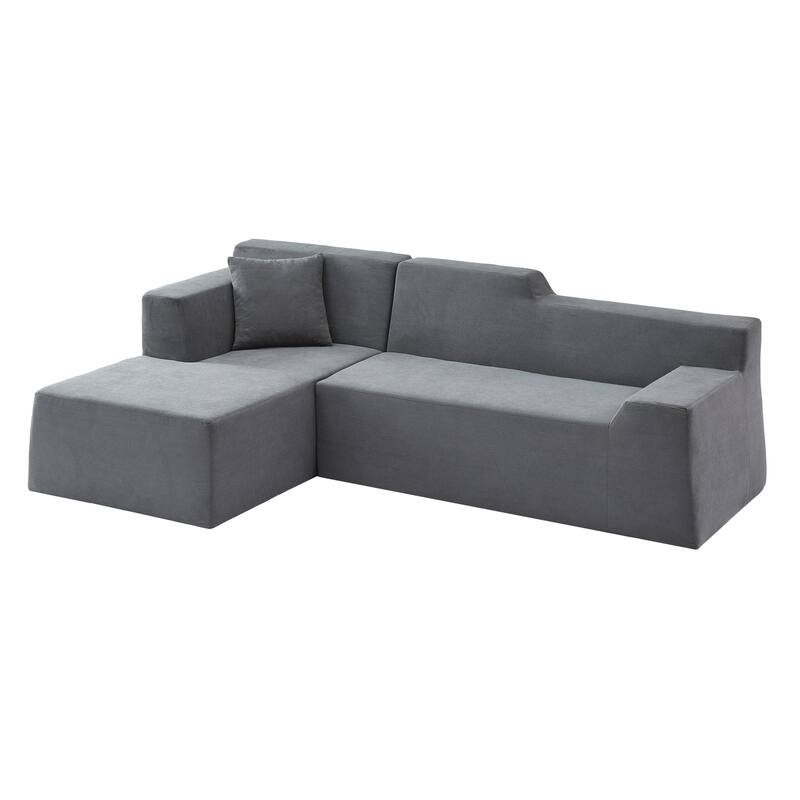 Modern L-Shaped Corduroy High Back Sofa, Left-Hand Facing (LHF)