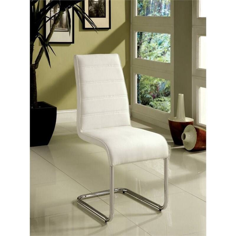 2PCS Padded Leatherette Side Chiars with Chrome Legs