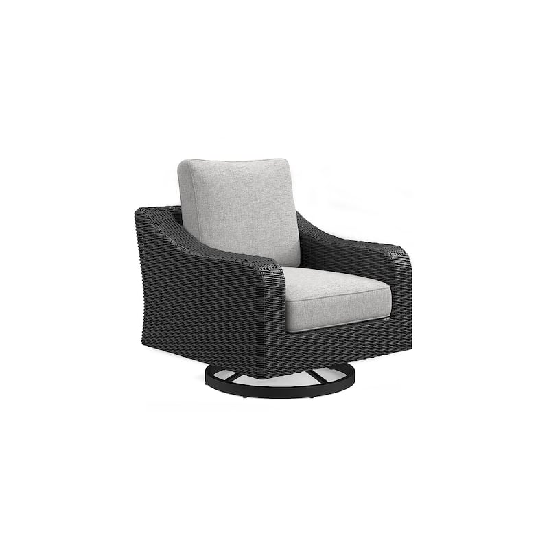 Signature Design by Ashley Beachcroft Hand-woven Wicker-look Swivel Chair - 35.38" W x 38.13" D x 34" H