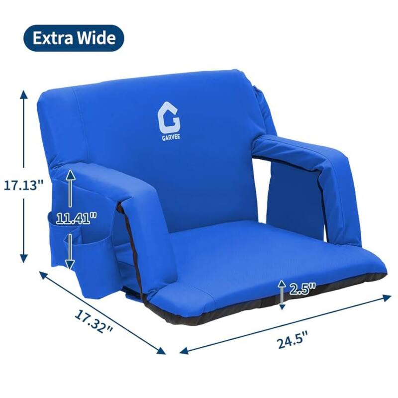 2 PCS 24.5" Reclining Bleacher Seat, Stadium Chair with Back Support Padded Cushion