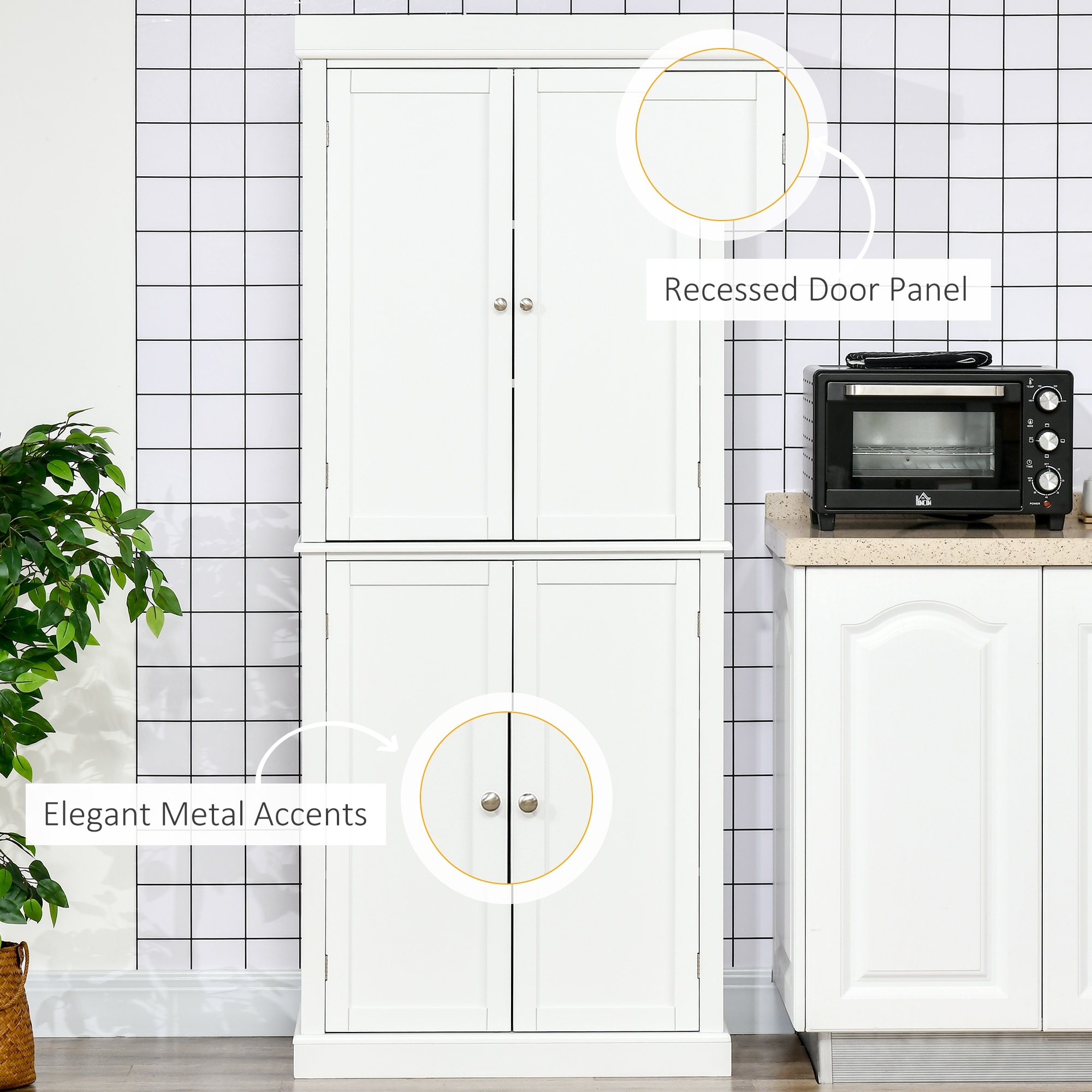 71.2 Kitchen Pantry Cabinet Freestanding Large Storage Microwave