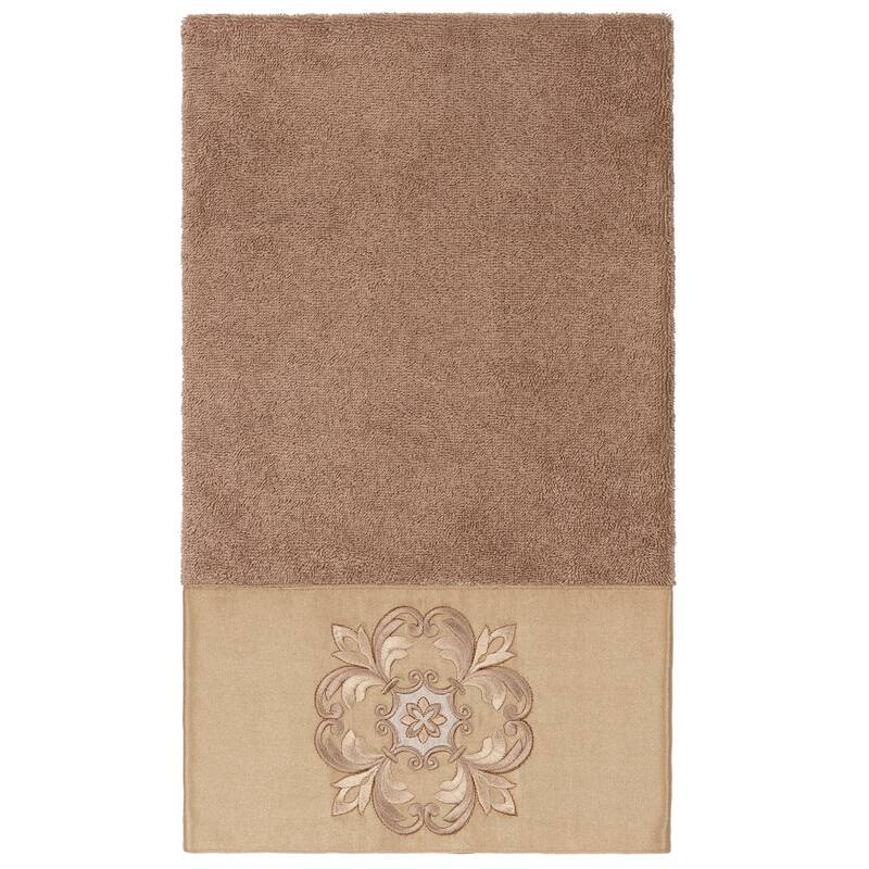 Authentic Hotel and Spa 100% Turkish Cotton Alyssa Embellished Bath Towel - Latte