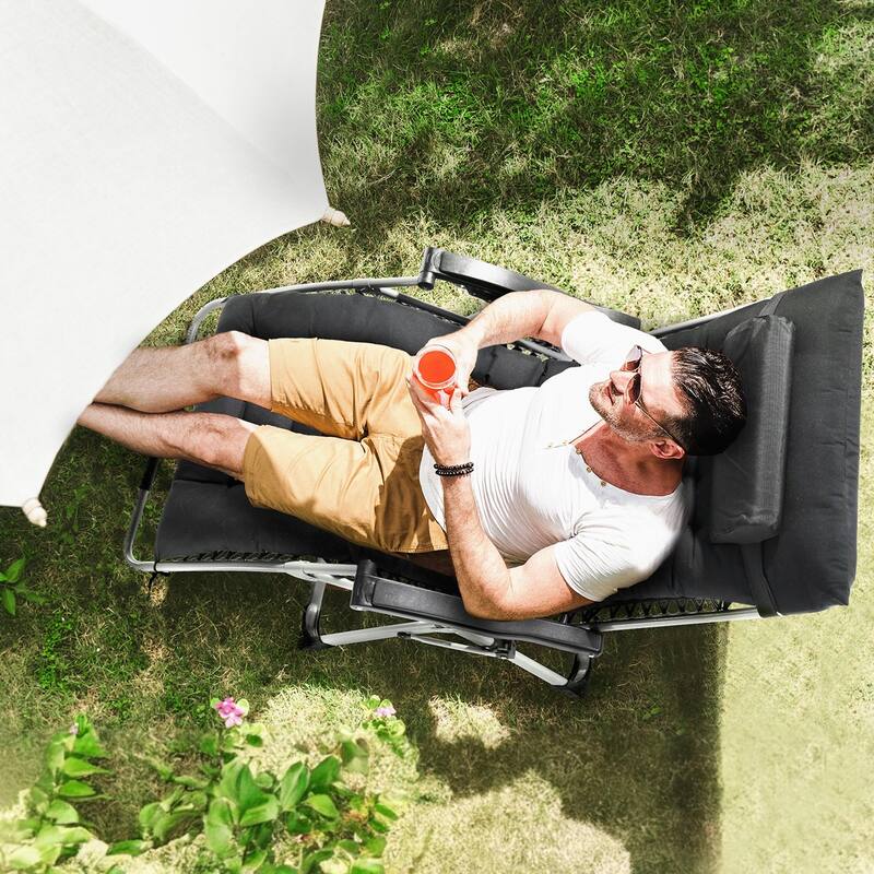 33 Inch Zero Gravity Recliner Lounge Chair with Steel Tube Frame and Thick Cushioned Pad - 34.05 x 32.48 x 43.7 in