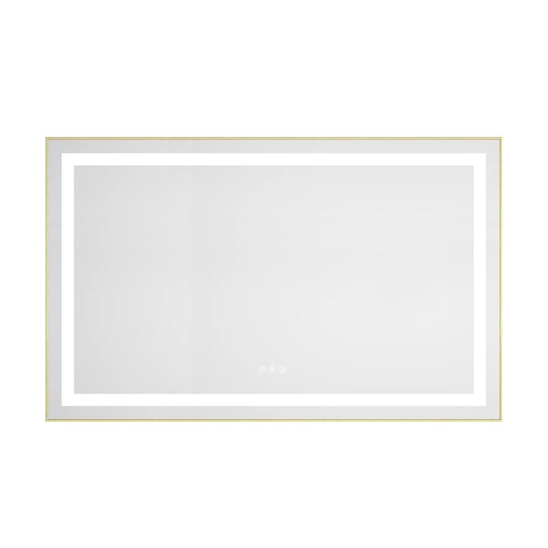 48" x 30" LED Bathroom Mirror with Front and Backlight, Wall Mounted Vanity Mirror with Aluminum Frame, Anti-Fog - Brushed Gold