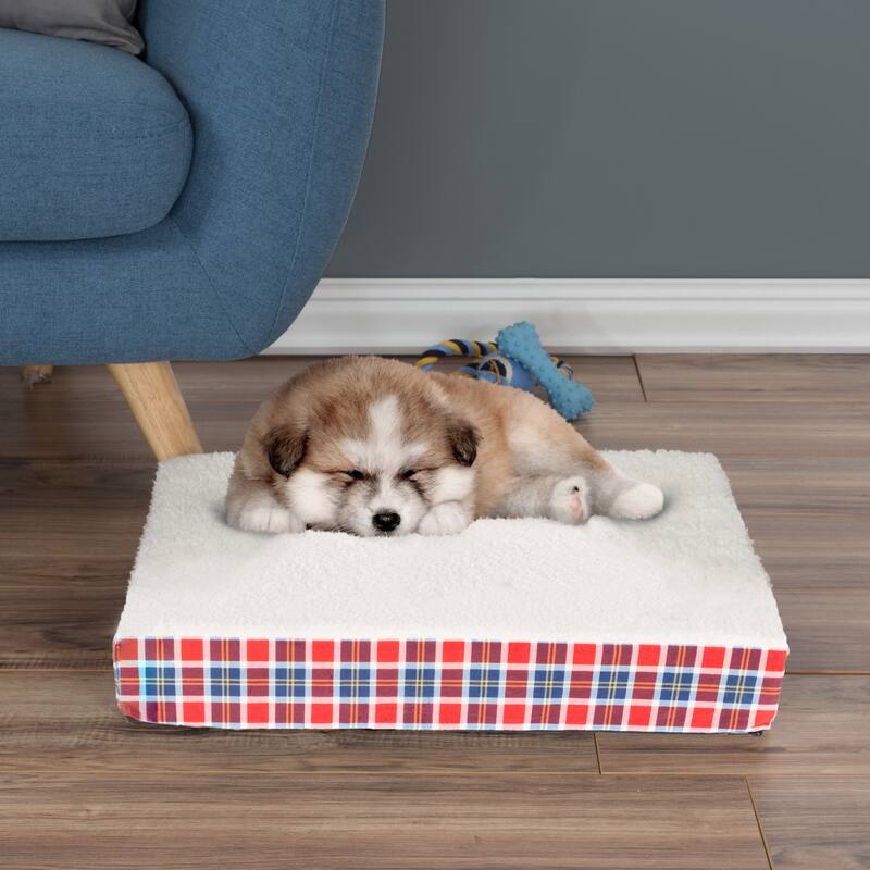 2-Layer Orthopedic Memory Foam Dog Bed with Machine Washable Sherpa Cover
