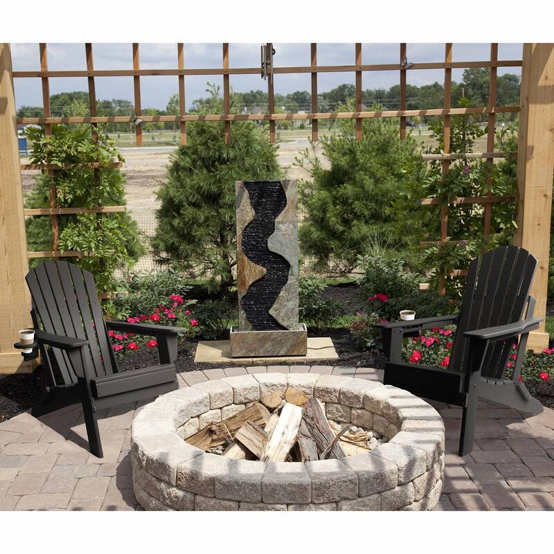Vrakae Folding Adirondack Chair with Cup Holder Set of 2 - Black