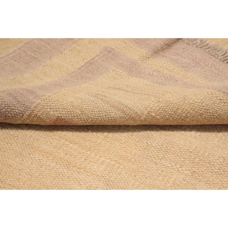 Hand Woven Oriental 100% Wool Carpet Southwestern Tribal Yellow & Gold Kilim Area Rug - 8' 10'' X 6' 4''