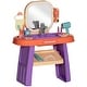 preview thumbnail 1 of 8, Qaba Kids Vanity Set, Toddler Makeup Table with Faucet, Mirror, LED Light, Music, 23 Accessories - Purple Purple