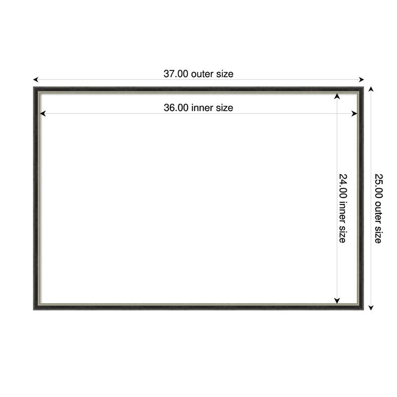 Amanti Art Theo Black Silver Narrow Framed Dry Erase Magnetic Board - 37 x 25 in - Theo Black Silver Narrow