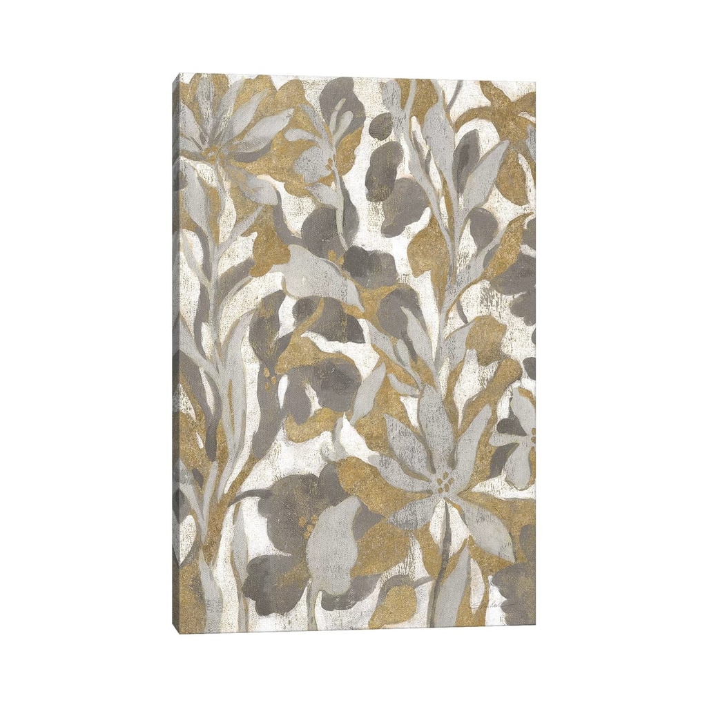 iCanvas "Painted Tropical Screen I Gray Gold" by Silvia Vassileva Canvas Print