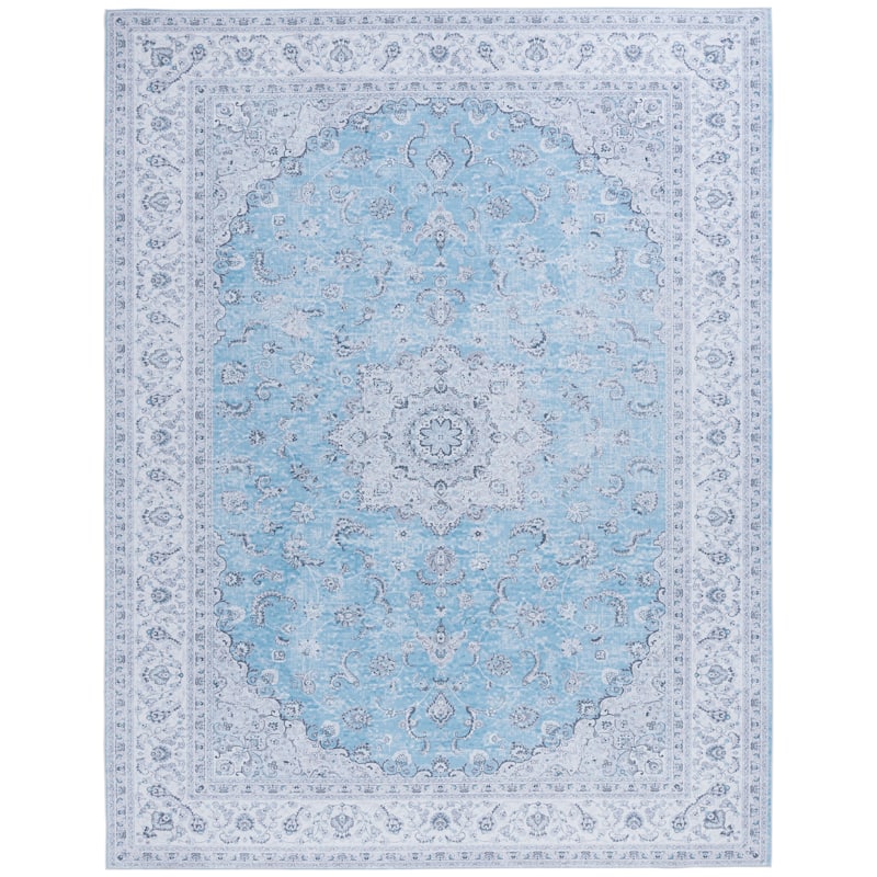 SAFAVIEH Tucson Machine Washable Slip Resistant Elianne Shabby Chic - 9' x 12' - Blue/Grey - Rectangle