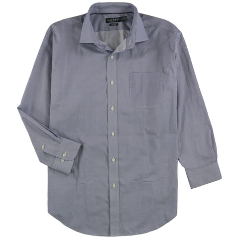 Ralph Lauren Mens Tile Pattern Button Up Dress Shirt, Blue, 16" Neck 32"-33" Sleeve