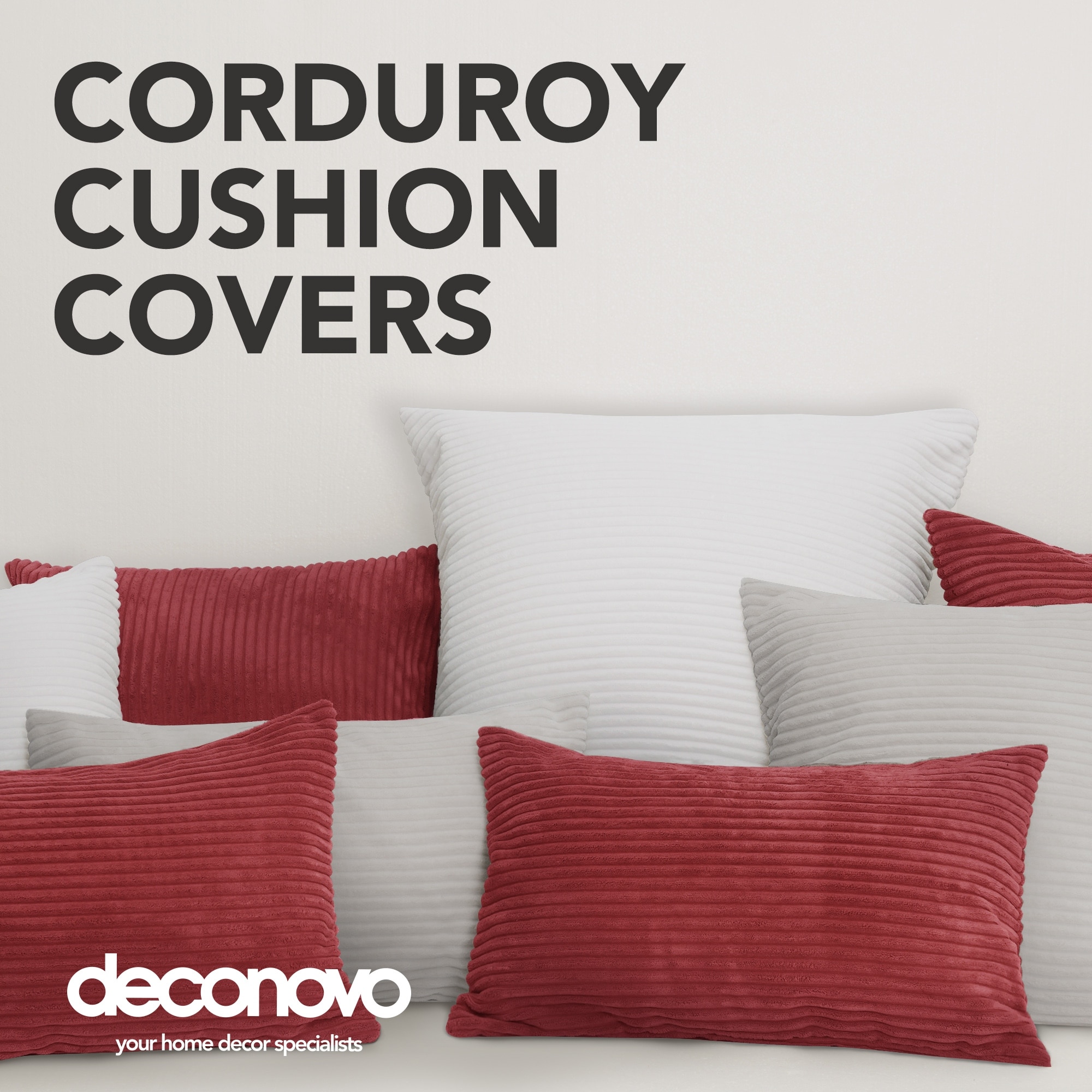 Deconovo Corduroy Throw Pillow Covers with Stripe Pattern, Solid