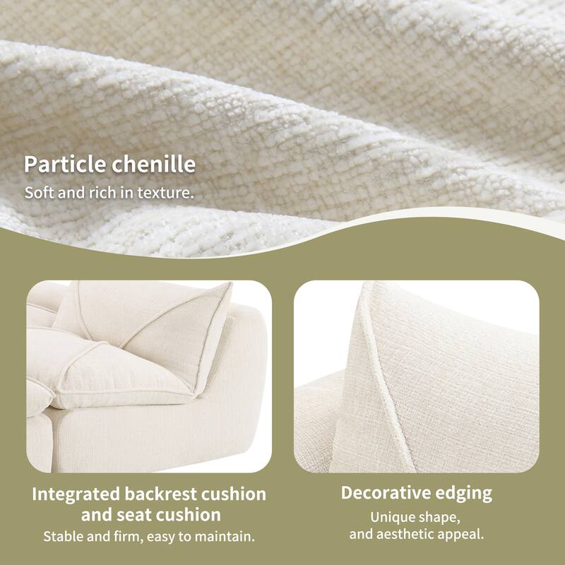 Particle Chenille Sectional Sofa Pull-line Pull-point Design Sofa with Movable Ottoman