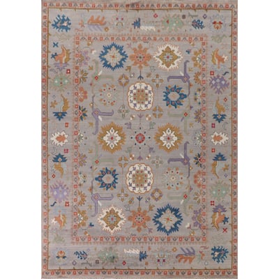 Transitional Oushak Oriental Area Rug Handmade Wool Carpet - 9'2" x 12'1"