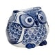 preview thumbnail 7 of 9, Ceramic Chinoiserie Handpainted Owl Figurine - Blue
