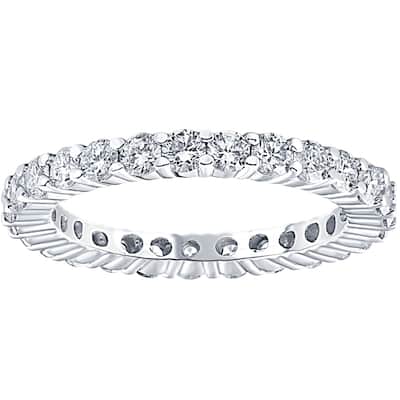 14k White Gold 1ct TDW Diamond Eternity Wedding Ring