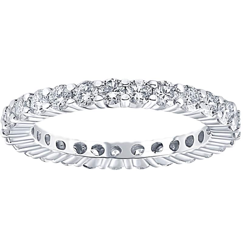 Bliss Diamond 1.00CT Diamond Eternity Stackable Wedding Ring White Gold - 5.5