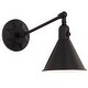 preview thumbnail 1 of 2, Morgan 1-light Matte Black Wall Mount - 7'' W x 11'' H x 17'' D