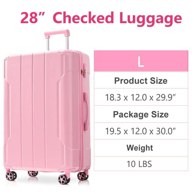 28" ABS Hardshell Lightweight Expandable Luggage with Double Wheels
