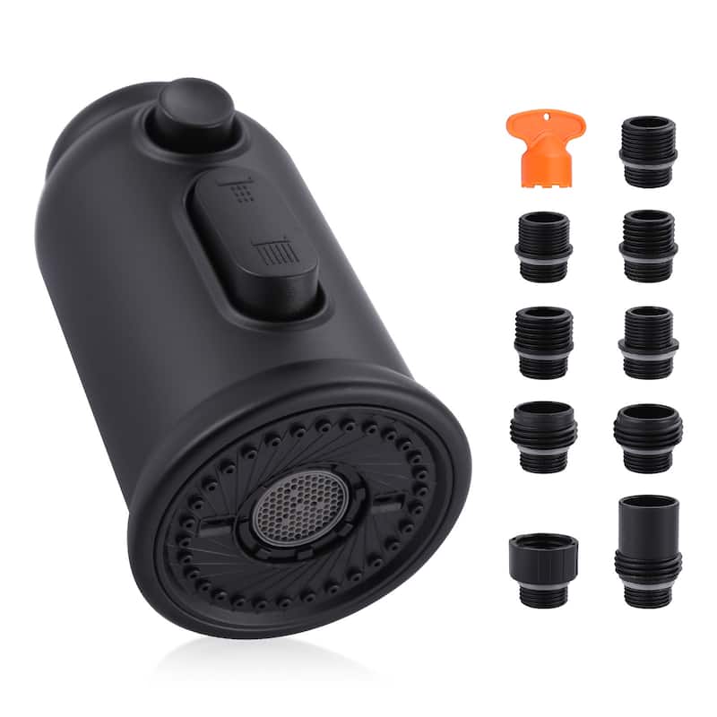 Pull Down Kitchen Faucet Head Replacement with 9 Adapter Kit - Black