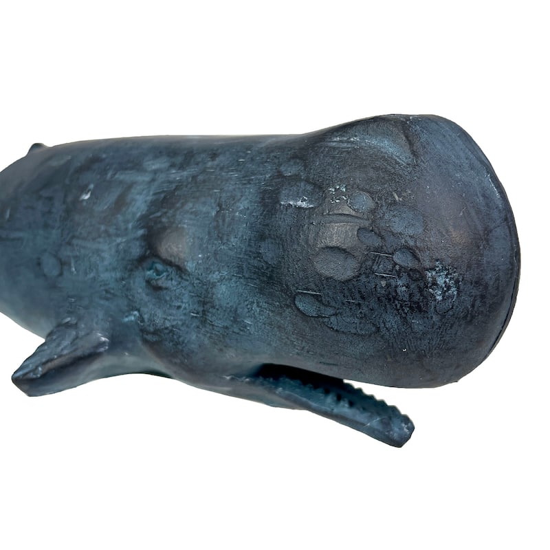 Sperm Whale Statue 15In Hand-Painted Resin Ocean Marine Decor Coastal - 3.5 X 14.5 X 4.5 inches