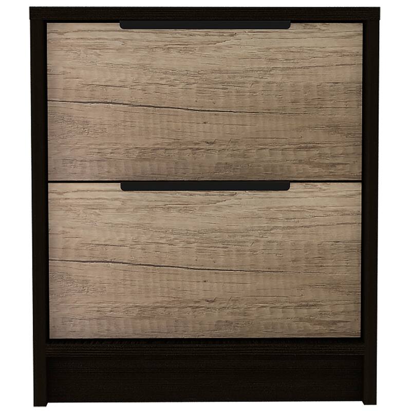 Modern 2-Drawer Nightstand in Wenge and Pine Finish