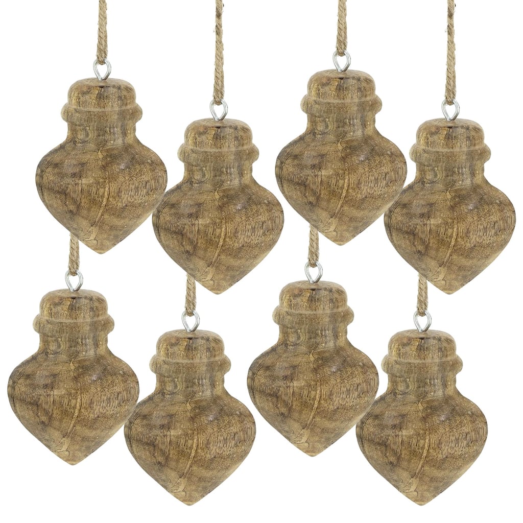 D3.1x3.5" Wooden Hanging Ornaments, Hanging Home Decor Accents for Christmas Tree, Holiday Display, Set of 8