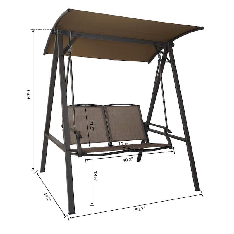 Kozyard Doris 2 Person Outdoor Patio Swing with Breathable Textilence Seat