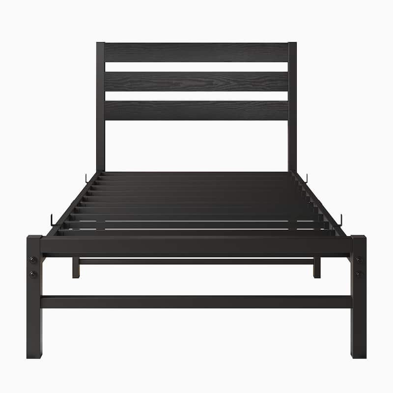 Twin Size Platform Bed Frame with Headboard, No Box Spring Needed