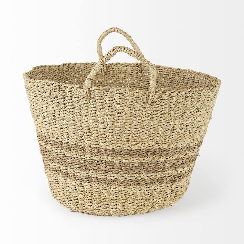 Set of Two Detailed Wicker Storage Baskets - 17.7165" W x 17.7165" D x 11.811" H