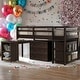 preview thumbnail 16 of 50, Contemporary Low Study Twin Loft Bed with Cabinet and Rolling Portable Desk, Solid Construction & Versatility Galore