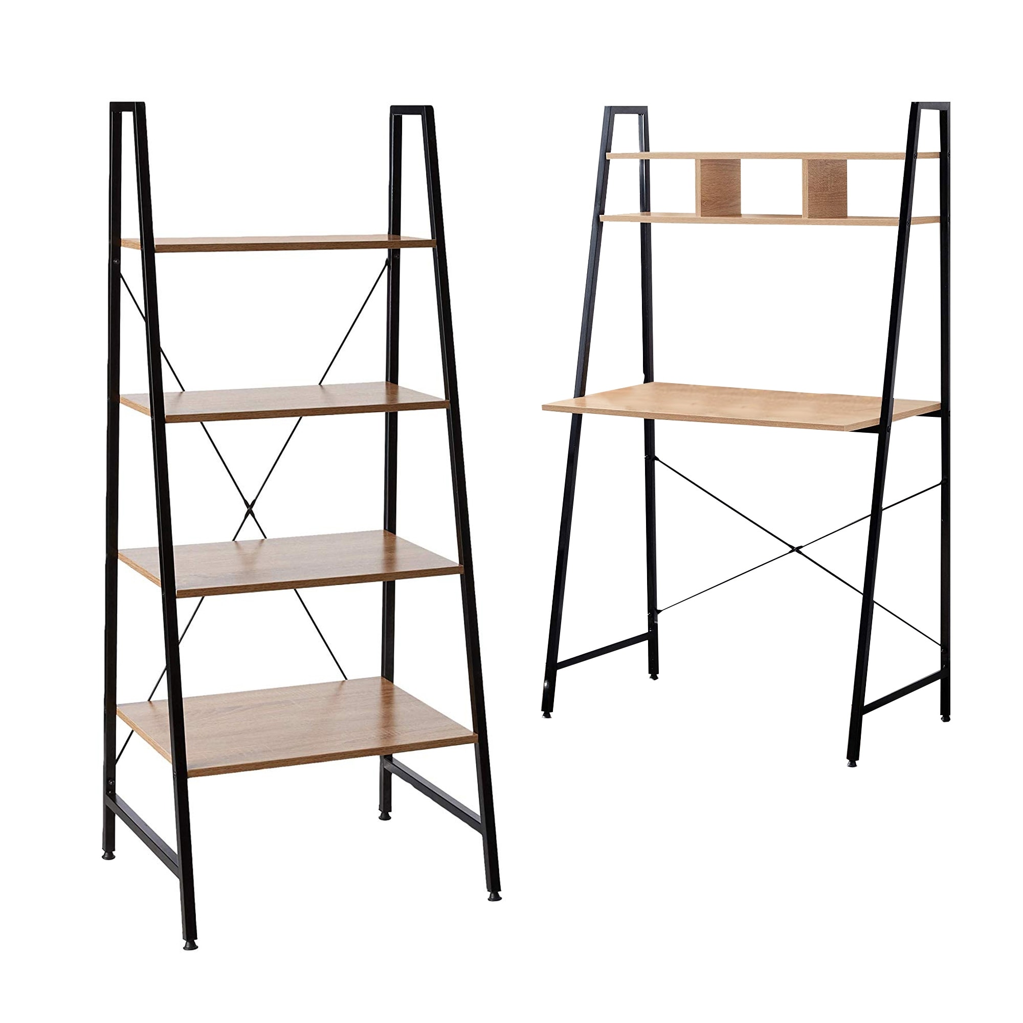Shop Offex Combo Pack Black Steel Frame Ladder Style Wooden Desk