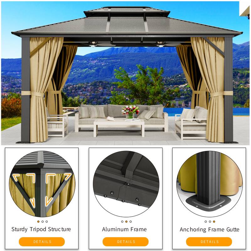Outdoor Double Roof Hardtop Gazebo