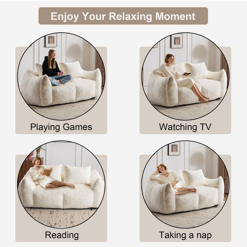 Anmytek Ultra Soft Giant Bean Bag Couch - White