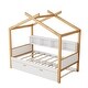 preview thumbnail 5 of 4, Wooden Twin Size House Bed with Twin Size Trundle and Bookshelf