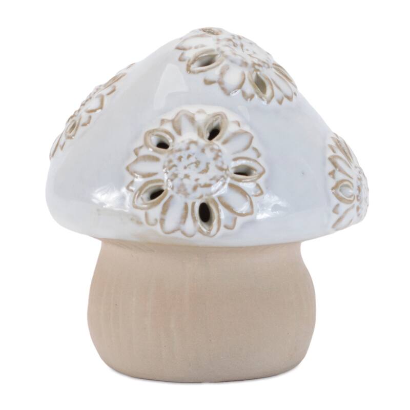 Double Porcelain Mushroom with Bird Figurines - 4.75" - Set of 6
