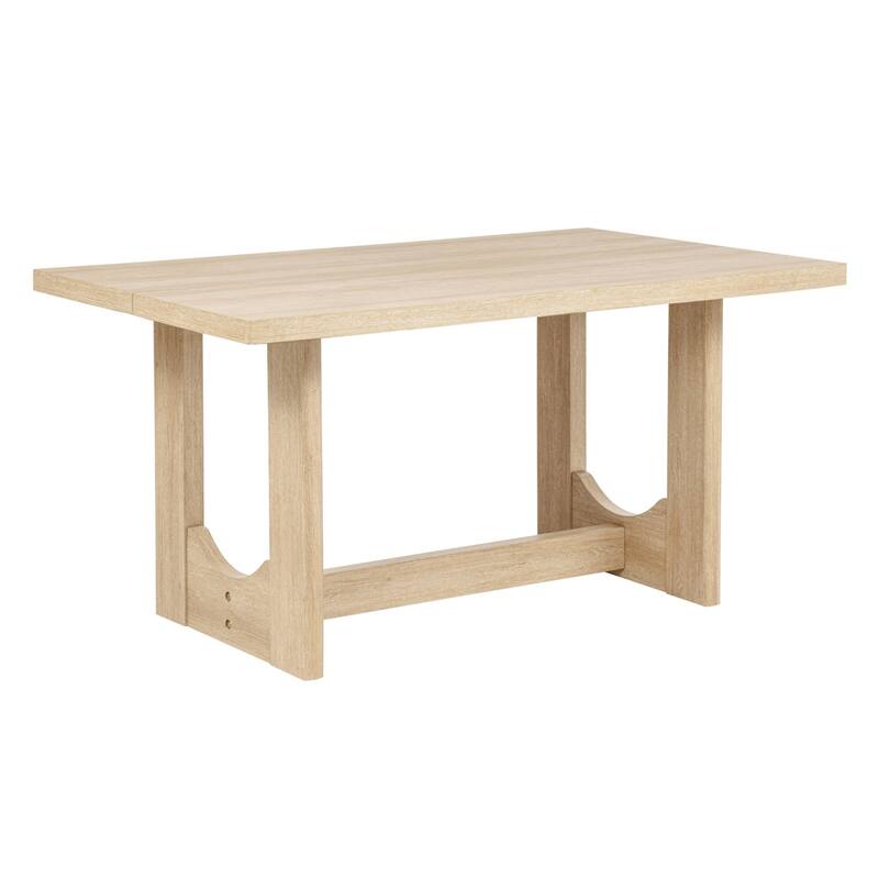 6-Piece Dining Set, Wooden Rectangular Table with Bench and 4 Chairs