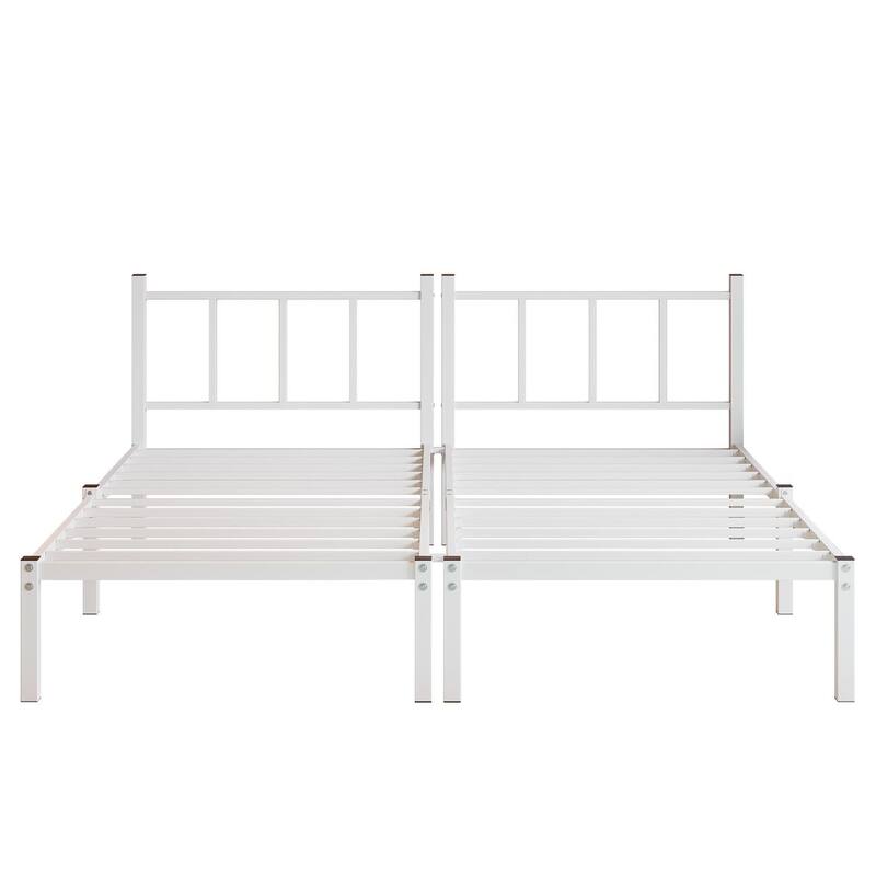 Twin Over Twin Over Twin Bunk Bed, Metal Triple Twin Bed with Safety Guardrails and Ladder, Convertible 3 Beds